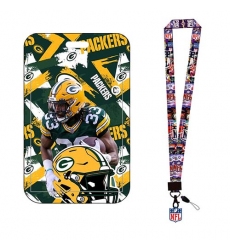 Green Bay Packers  ID Stickers Badge Holder with Lanyard, Hard Plastic Key Card Work Badge Sleeve for Office, School, Factory, ID Credit Cards, s