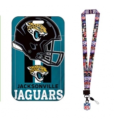 Jacksonville Jaguars  ID Stickers Badge Holder with Lanyard, Hard Plastic Key Card Work Badge Sleeve for Office, School, Factory, ID Credit Cards, 