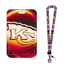 Kansas City Chiefs  ID Stickers Badge Holder with Lanyard, Hard Plastic Key Card Work Badge Sleeve for Office, School, Factory, ID Credit Cards, s2