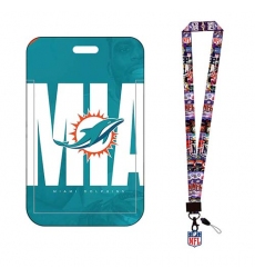 Miami dolphin  ID Stickers Badge Holder with Lanyard, Hard Plastic Key Card Work Badge Sleeve for Office, School, Factory, ID Credit Cards, Proximity Key C