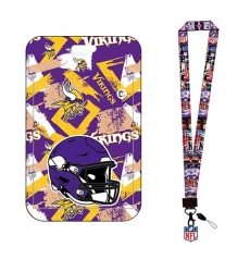 Minnesota Vikings  ID Stickers Badge Holder with Lanyard, Hard Plastic Key Card Work Badge Sleeve for Office, School, Factory, ID Credit Cards, 