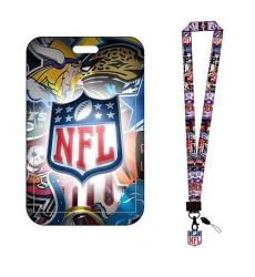 NFL ID Stickers Badge Holder with Lanyard, Hard Plastic Key Card Work Badge Sleeve for Office, School, Factory, ID Credit Cards, s