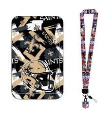 New Orleans Saints  ID Stickers Badge Holder with Lanyard, Hard Plastic Key Card Work Badge Sleeve for Office, School, Factory, ID Credit Cards, 