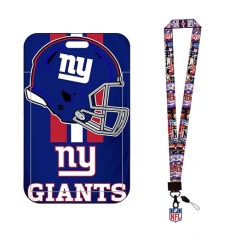 New York Giants  ID Stickers Badge Holder with Lanyard, Hard Plastic Key Card Work Badge Sleeve for Office, School, Factory, ID Credit Cards, s