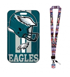 Philadelphia eagles  ID Stickers Badge Holder with Lanyard, Hard Plastic Key Card Work Badge Sleeve for Office, School, Factory, ID Credit Cards, -1