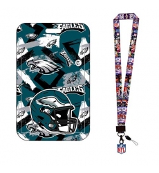 Philadelphia eagles  ID Stickers Badge Holder with Lanyard, Hard Plastic Key Card Work Badge Sleeve for Office, School, Factory, ID Credit Cards, 