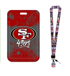 San Francisco 49ers  ID Stickers Badge Holder with Lanyard, Hard Plastic Key Card Work Badge Sleeve for Office, School, Factory, ID Credit Cards, 