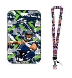 Seattle Seahawks  ID Stickers Badge Holder with Lanyard, Hard Plastic Key Card Work Badge Sleeve for Office, School, Factory, ID Credit Cards, s