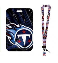 Tennessee Titans ID Stickers Badge Holder with Lanyard, Hard Plastic Key Card Work Badge Sleeve for Office, School, Factory, ID Credit Cards, 2