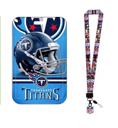 Tennessee Titans  ID Stickers Badge Holder with Lanyard, Hard Plastic Key Card Work Badge Sleeve for Office, School, Factory, ID Credit Cards, 