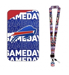 The Buffalo Bills ID Stickers Badge Holder with Lanyard, Hard Plastic Key Card Work Badge Sleeve for Office, School, Factory, ID Credit Cards, 2