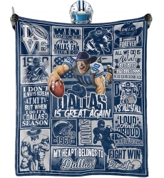 Dallas Cowboys Blanket Rugby Fan Gifts for Style Throw Blanket Flannel Super Cozy Soft Living Room 60 x 50.