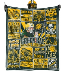 Green Bay Packers Blanket Rugby Fan Gifts for Style Throw Blanket Flannel Super Cozy Soft Living Room 60 x 50.