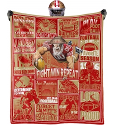 San Francisco 49ers Blanket Rugby Fan Gifts for Style Throw Blanket Flannel Super Cozy Soft Living Room 60 x 50