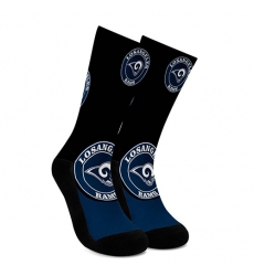 Los Angeles Rams For Bare Feet Men's NFL Stripe Deuce Performance Crew Socks