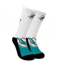 Miami dolphin For Bare Feet Men's NFL Stripe Deuce Performance Crew Socks