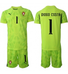 Men's Portugal Team #1 Diogo Costa 2025 Green Soccer Jersey Suit