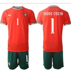 Men's Portugal Team #1 Diogo Costa 2025 Red Home Soccer Jersey Suit