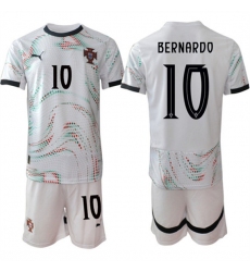 Men's Portugal Team #10 Bernardo 2025 White Away Soccer Jersey Suit