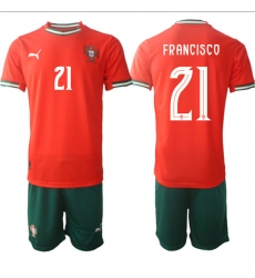 Men's Portugal Team #21 Francisco 2025 Red Home Soccer Jersey Suit