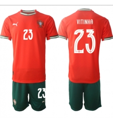 Men's Portugal Team #23 Vitinha 2025 Red Home Soccer Jersey Suit