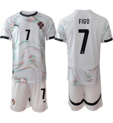 Men's Portugal Team #7 Luís Figo 2025 White Away Soccer Jersey Suit