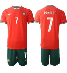 Men's Portugal Team #7 Ronaldo 2025 Red Home Soccer Jersey Suit