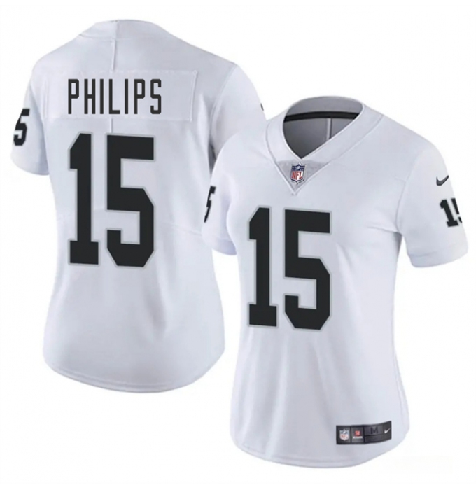 Women's Las Vegas Raiders #15 Kyle Philips White 2025 Vapor Football Stitched Jersey(Run Small)