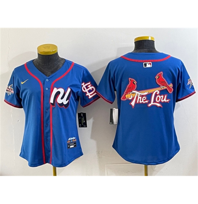 Women's National League St. Louis Cardinals Team Big Logo Blue 2025 All-Star Edition Limited Stitched Baseball Jersey(Run Small)