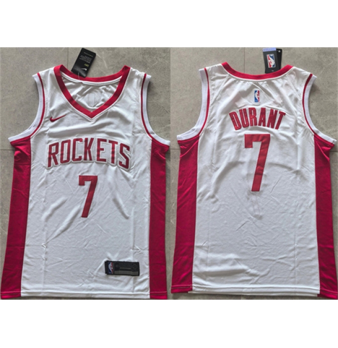 Men's Houston Rockets #7 Kevin Durant White 2025 Association Edition Stitched Jersey