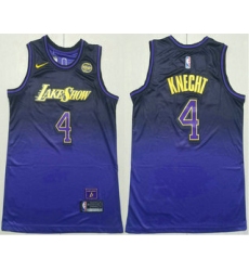 Men's Los Angeles Lakers #4 Dalton Knecht Purple 2024 City Edition Swingman Stitched Jersey