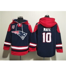 Men's New England Patriots #10 Drake Maye Navy Ageless Must-Have Lace-Up Pullover Hoodie