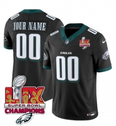 Men's Philadelphia Eagles Active Player Custom Black 2025 Eagles Logo Super Bowl LIX Patch New F.U.S.E. Vapor Limited Football Stitched Jersey