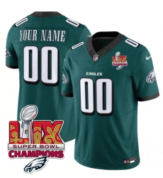 Men's Philadelphia Eagles Active Player Custom Green 2025 Eagles Logo Super Bowl LIX Patch New F.U.S.E. Vapor Limited Football Stitched Jersey