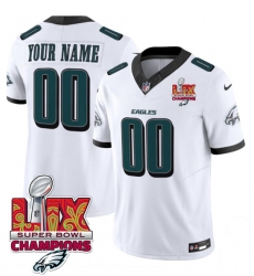 Men's Philadelphia Eagles Active Player Custom White 2025 Eagles Logo Super Bowl LIX Patch New F.U.S.E. Vapor Limited Football Stitched Jersey