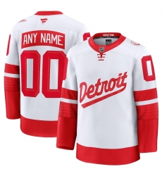 Men's Detroit Red Wings Active Player Custom White Red 2024-25 Stitched Jersey