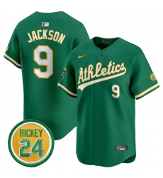 Men's Oakland Athletics #9 Reggie Jackson Green 2024 Limited With Rickey Henderson Stitched Jersey