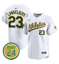 Men's Oakland Athletics #23 Shea Langeliers White 2024 Home Limited With Rickey Henderson Stitched Jersey