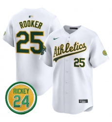 Men's Oakland Athletics #25 Brent Rooker White 2024 Home Limited With Rickey Henderson Stitched Jersey