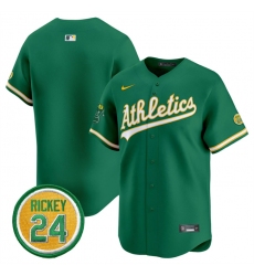 Men's Oakland Athletics Blank Green 2024 Limited With Rickey Henderson Stitched Jersey