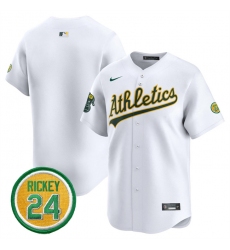 Men's Oakland Athletics Blank White 2024 Home Limited With Rickey Henderson Stitched Jersey