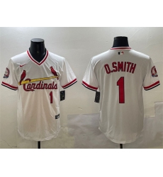 Men's St. Louis Cardinals #1 Ozzie Smith White With Stitched Baseball Jersey