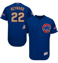 Men's Majestic Chicago Cubs #22 Jason Heyward Authentic Royal Blue 2017 Gold Champion Flex Base MLB Jersey