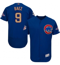 Men's Majestic Chicago Cubs #9 Javier Baez Authentic Royal Blue 2017 Gold Champion Flex Base MLB Jersey