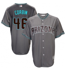 Men's Majestic Arizona Diamondbacks #46 Patrick Corbin Authentic Gray/Turquoise Cool Base MLB Jersey