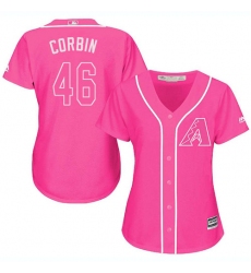 Women's Majestic Arizona Diamondbacks #46 Patrick Corbin Authentic Pink Fashion MLB Jersey