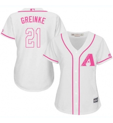 Women's Majestic Arizona Diamondbacks #21 Zack Greinke Replica White Fashion MLB Jersey