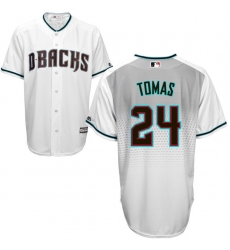 Men's Majestic Arizona Diamondbacks #24 Yasmany Tomas Authentic White/Capri Cool Base MLB Jersey