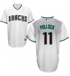 Men's Majestic Arizona Diamondbacks #11 A. J. Pollock Replica White/Capri Cool Base MLB Jersey