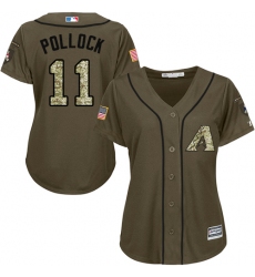 Women's Majestic Arizona Diamondbacks #11 A. J. Pollock Authentic Green Salute to Service MLB Jersey